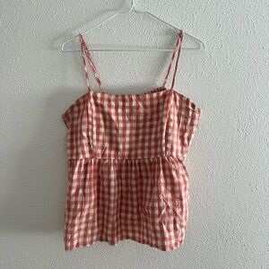 Wild fable size large peach checkered peplum tank